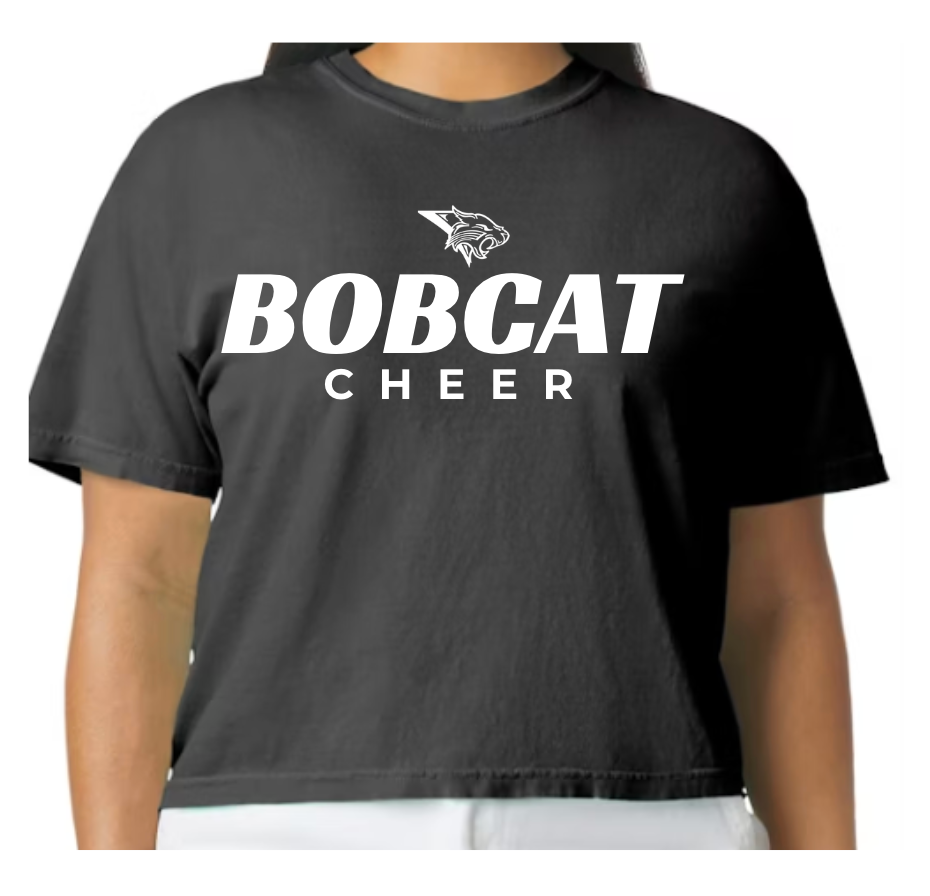 Optional Cropped Black Bobcat Cheer Shirt